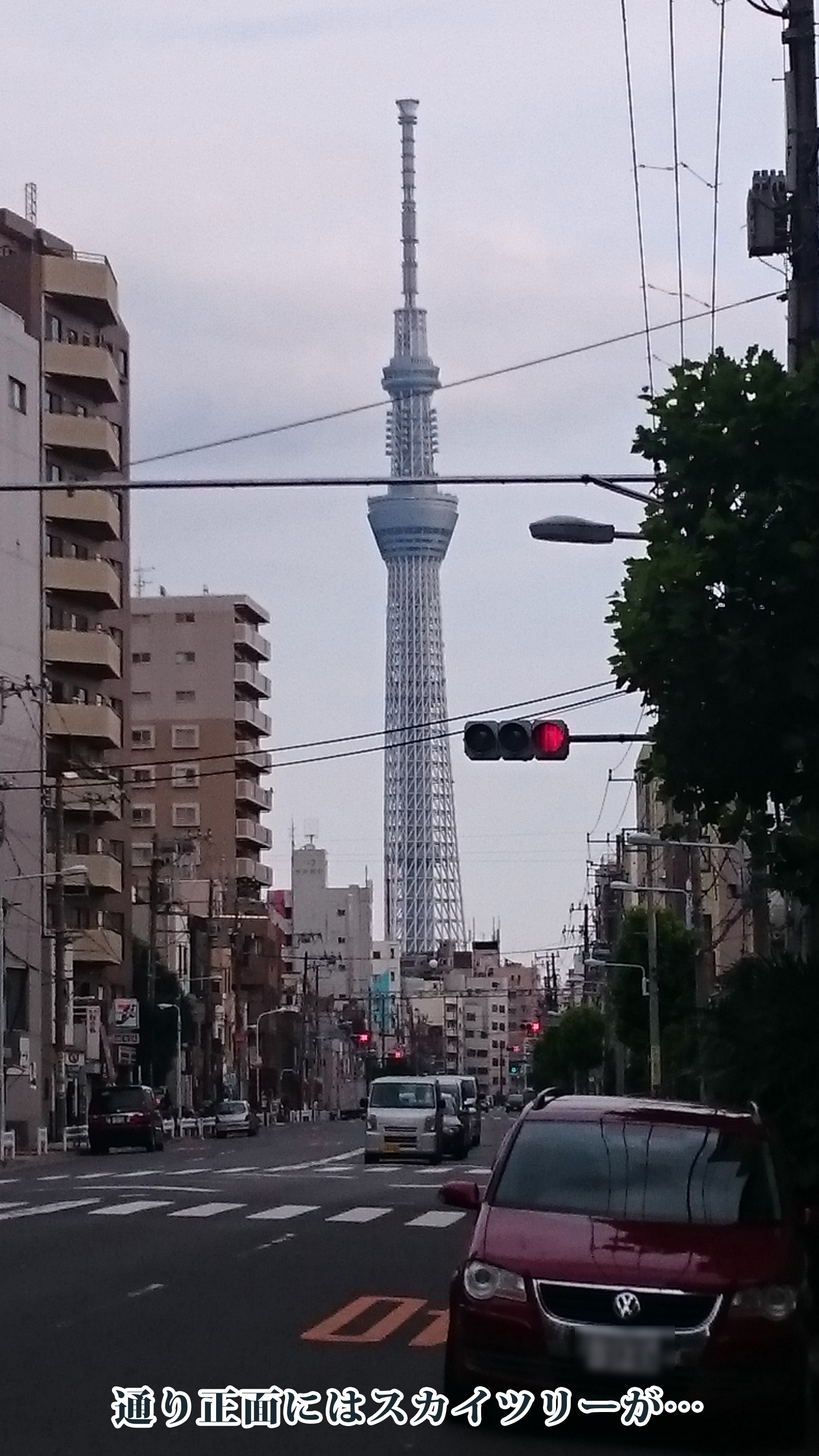 通りから見えるスカイツリー